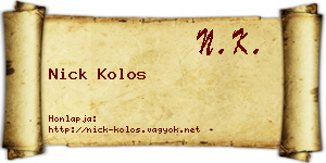Nick Kolos névjegykártya